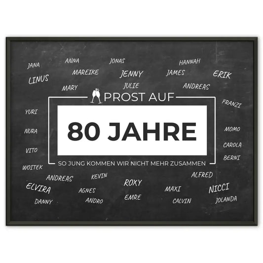 Personalisiertes Poster Prost Auf 80 Geburtstag Mit Unterschriften