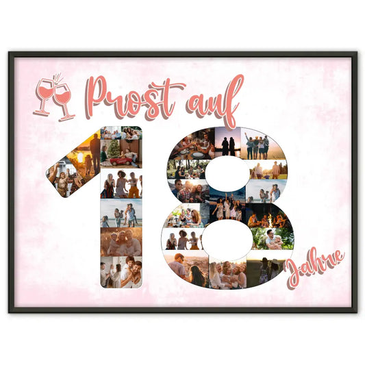 Individuelles Poster Prost Auf 18 Geburtstag Für Frauen Sekt Rosa