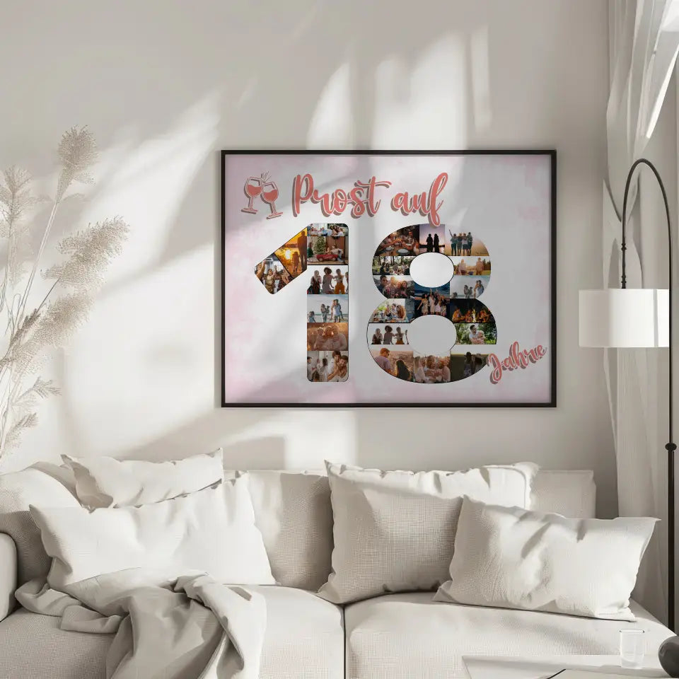 Individuelles Poster Prost Auf 18 Geburtstag Für Frauen Sekt Rosa