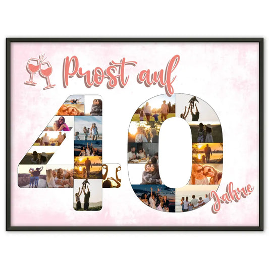 Eigenes Design Poster Prost Auf 40 Geburtstag Für Frauen Sekt Rosa