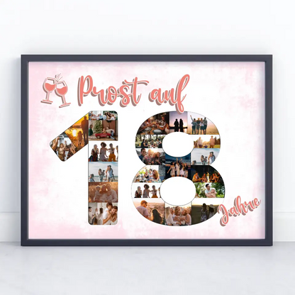 Individuelles Poster Prost Auf 18 Geburtstag Für Frauen Sekt Rosa