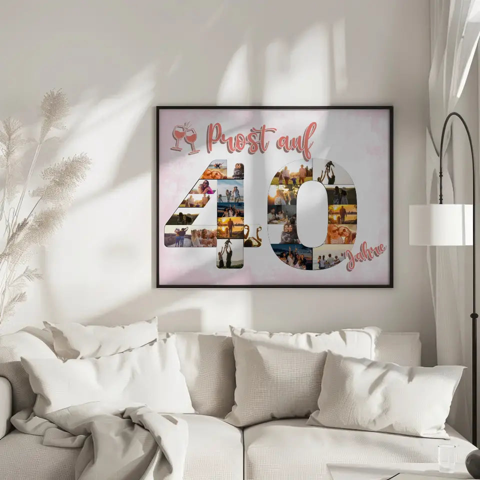 Eigenes Design Poster Prost Auf 40 Geburtstag Für Frauen Sekt Rosa