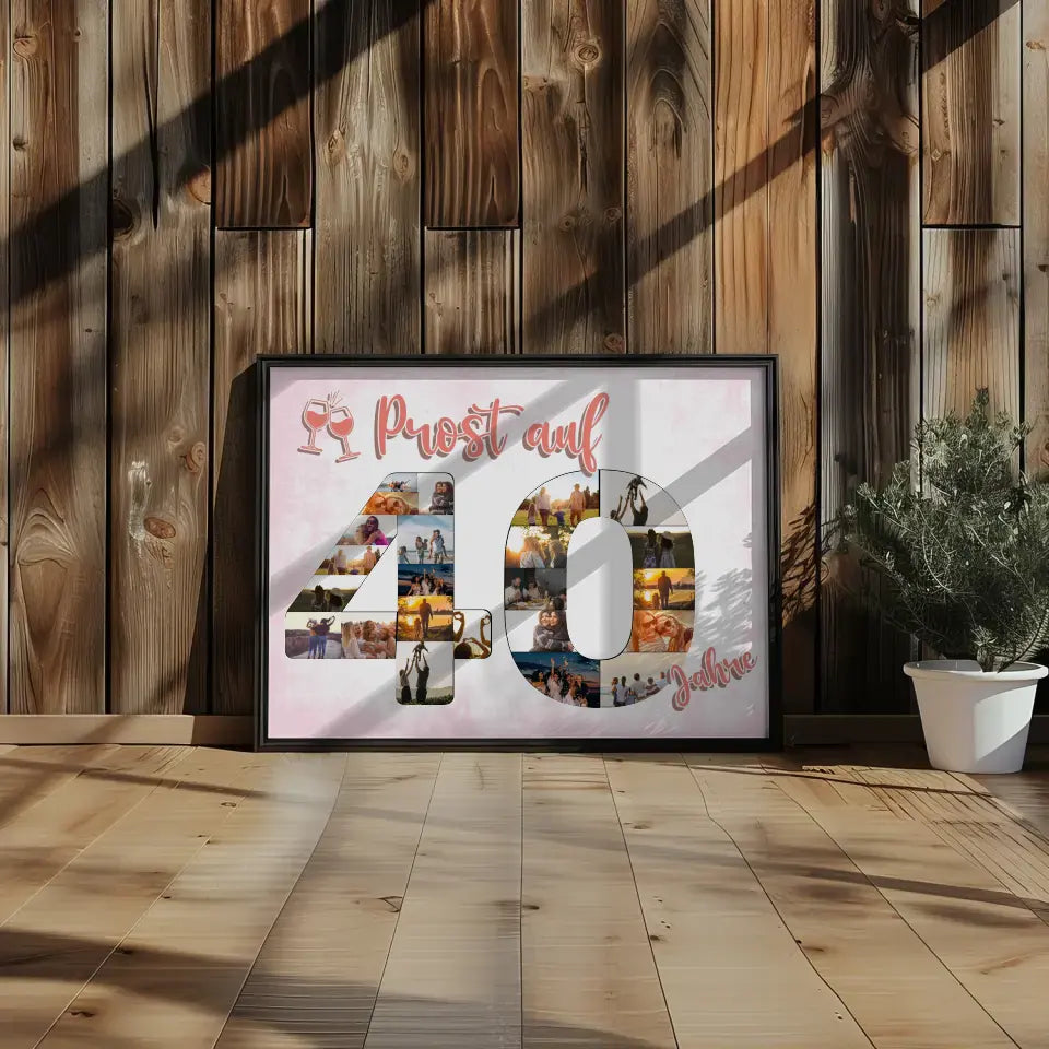 Eigenes Design Poster Prost Auf 40 Geburtstag Für Frauen Sekt Rosa