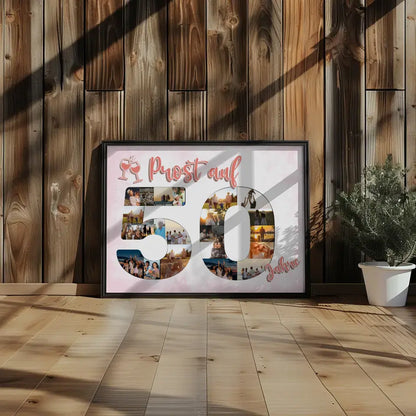 Geschenkposter individuell Prost Auf 50 Geburtstag Für Frauen Sekt Rosa