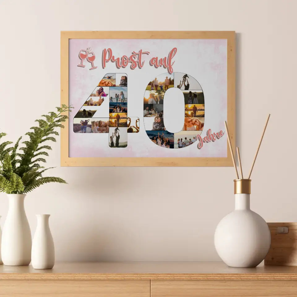 Eigenes Design Poster Prost Auf 40 Geburtstag Für Frauen Sekt Rosa