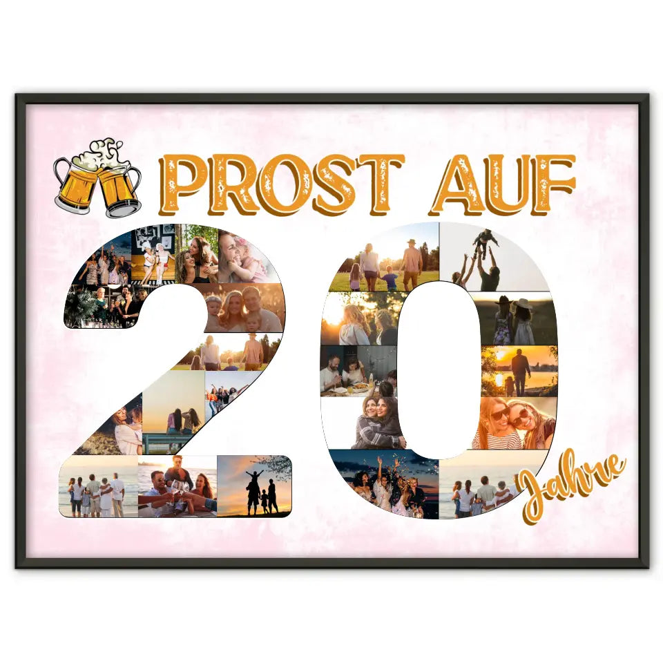 Geburtstagsposter personalisiert Prost Auf 20 Geburtstag Für Männer Bier