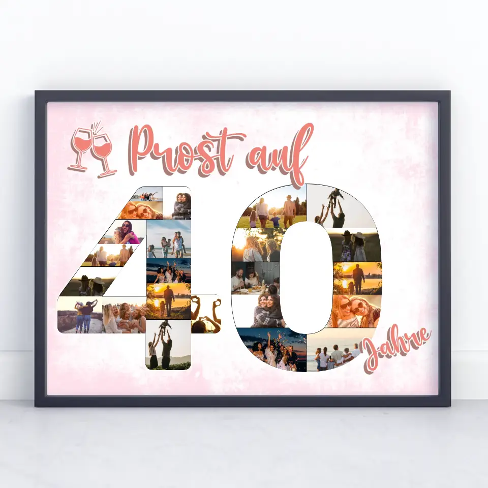 Eigenes Design Poster Prost Auf 40 Geburtstag Für Frauen Sekt Rosa