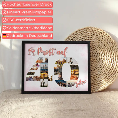 Eigenes Design Poster Prost Auf 40 Geburtstag Für Frauen Sekt Rosa