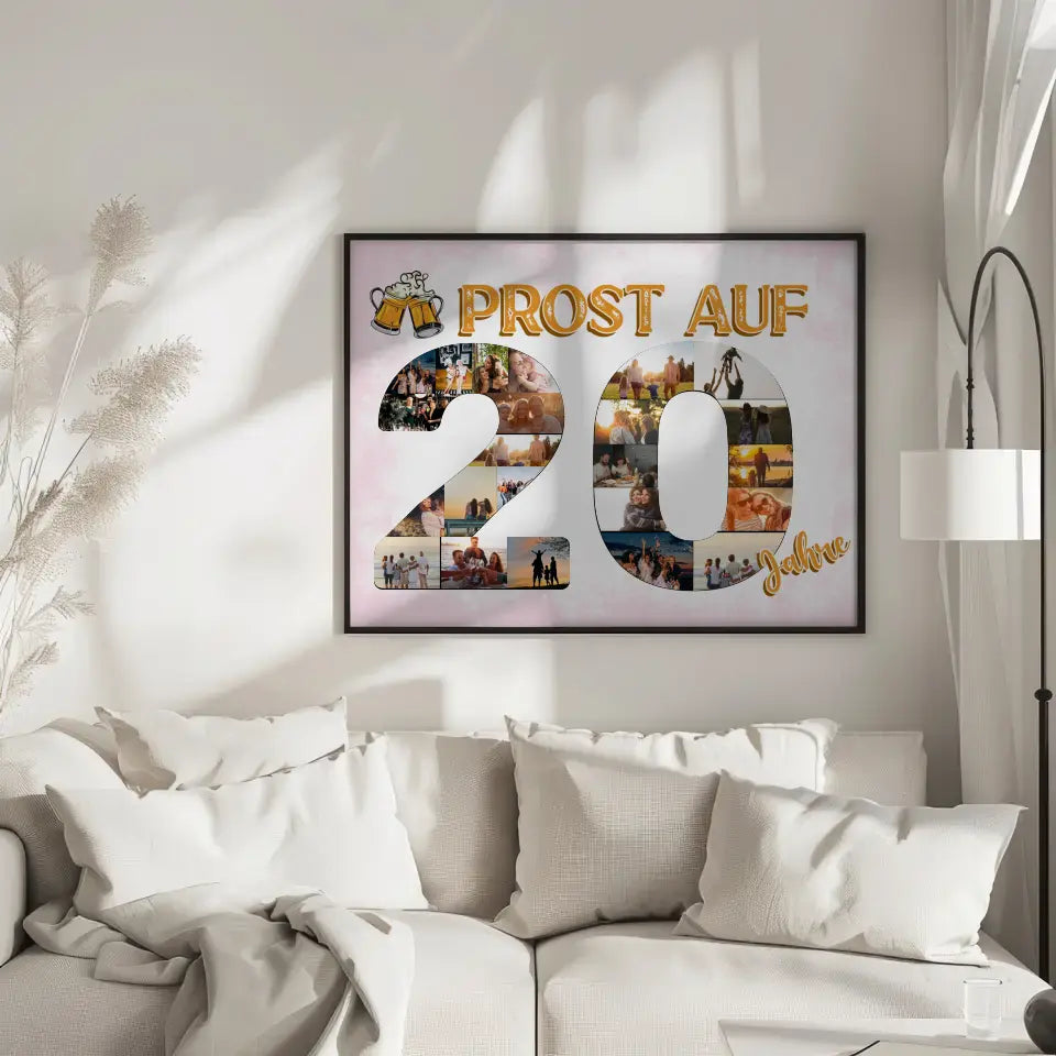 Geburtstagsposter personalisiert Prost Auf 20 Geburtstag Für Männer Bier
