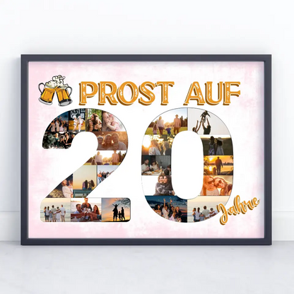 Geburtstagsposter personalisiert Prost Auf 20 Geburtstag Für Männer Bier