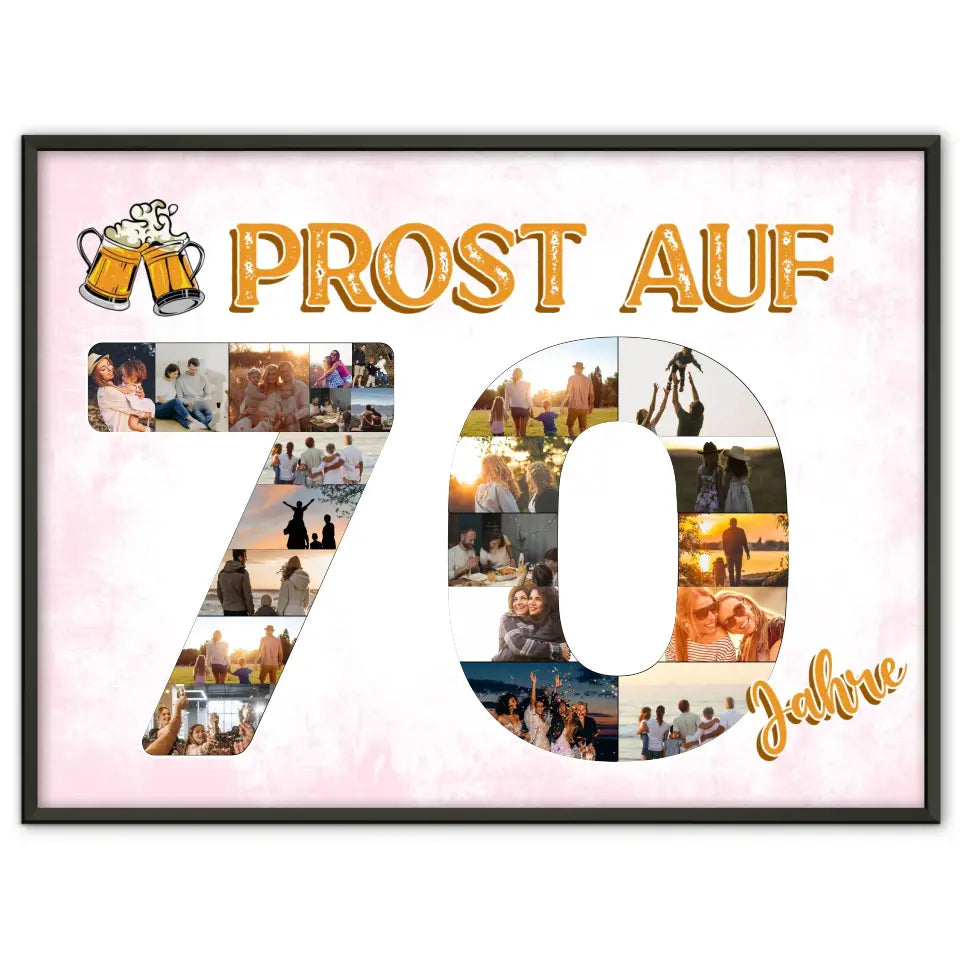 Geschenkposter individuell Prost Auf 70 Geburtstag Für Männer Bier