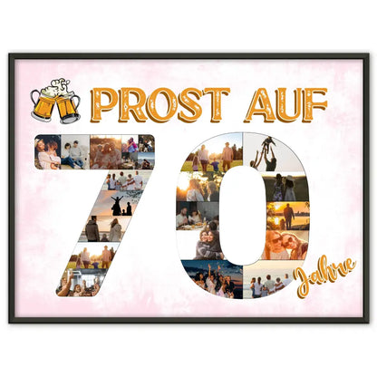 Geschenkposter individuell Prost Auf 70 Geburtstag Für Männer Bier