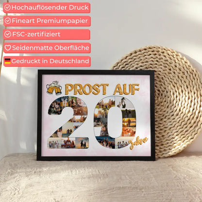 Geburtstagsposter personalisiert Prost Auf 20 Geburtstag Für Männer Bier