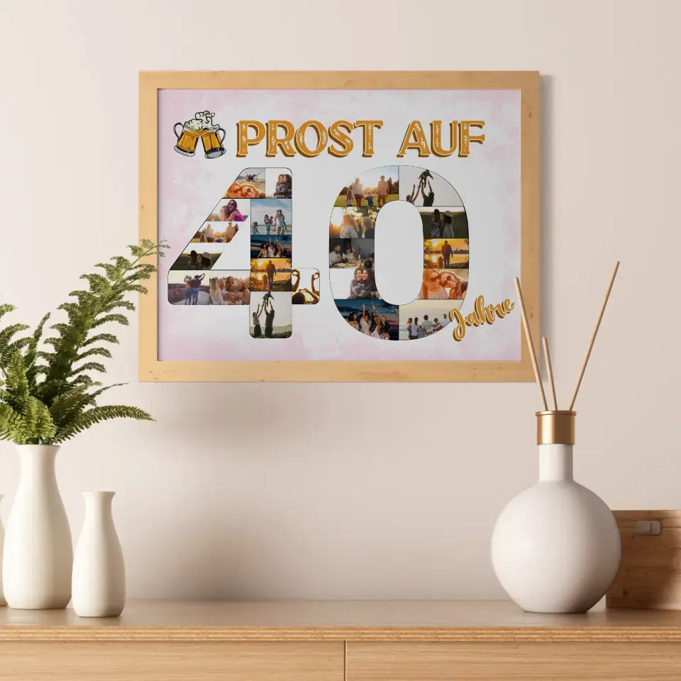 Poster Geschenk personalisiert Prost Auf 40 Geburtstag Für Männer Bier