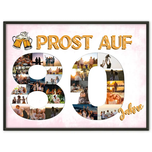 Poster als Geschenkidee Prost Auf 80 Geburtstag Für Männer Bier