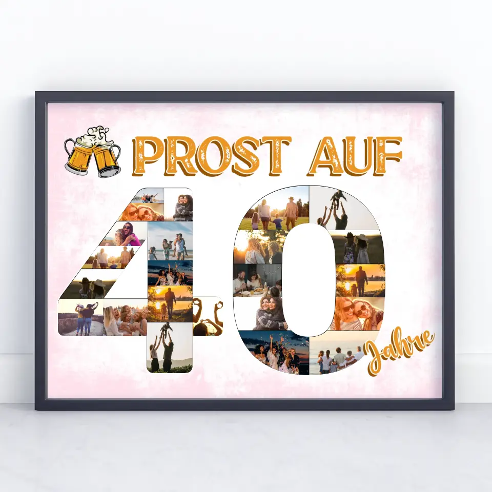 Poster Geschenk personalisiert Prost Auf 40 Geburtstag Für Männer Bier