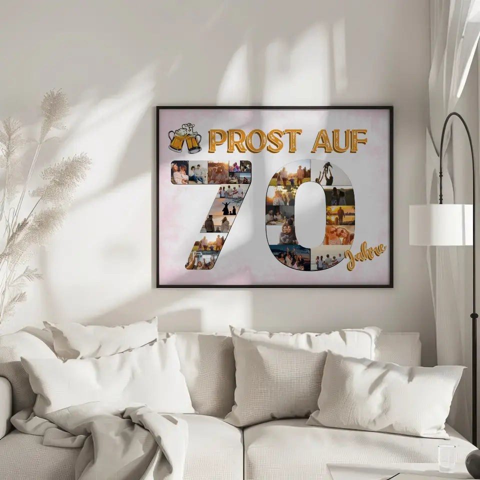 Geschenkposter individuell Prost Auf 70 Geburtstag Für Männer Bier