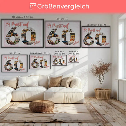 Poster als Geschenkidee Prost Auf 60 Geburtstag Für Frauen Sekt Rosa