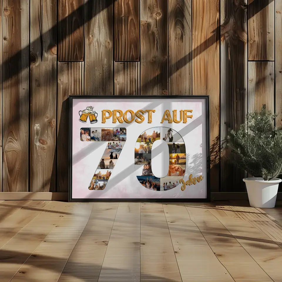 Geschenkposter individuell Prost Auf 70 Geburtstag Für Männer Bier
