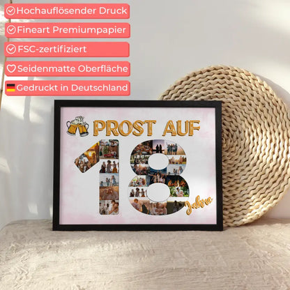 Personalisiertes Poster Prost Auf 18 Geburtstag Für Männer Bier