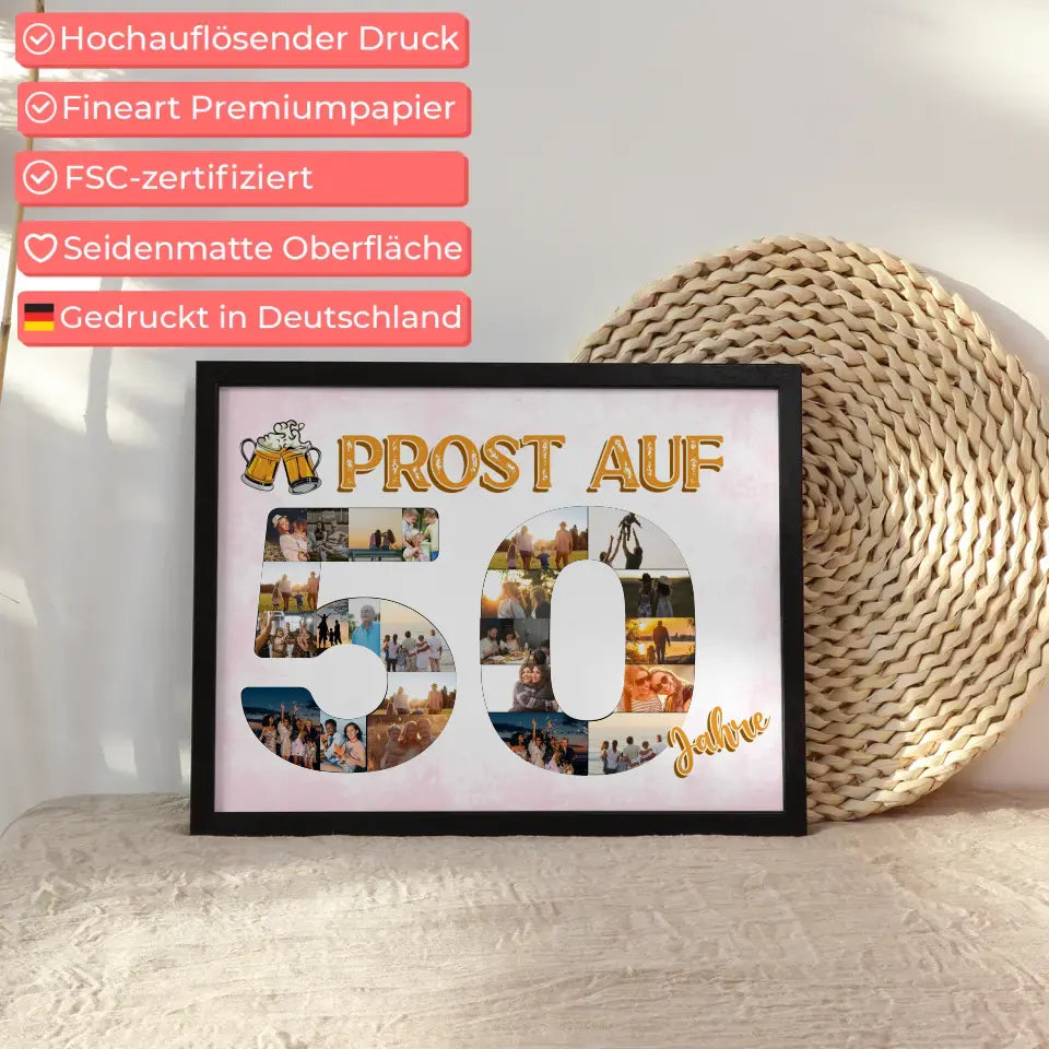 Poster Geschenk Prost Auf 50 Geburtstag Für Männer Bier