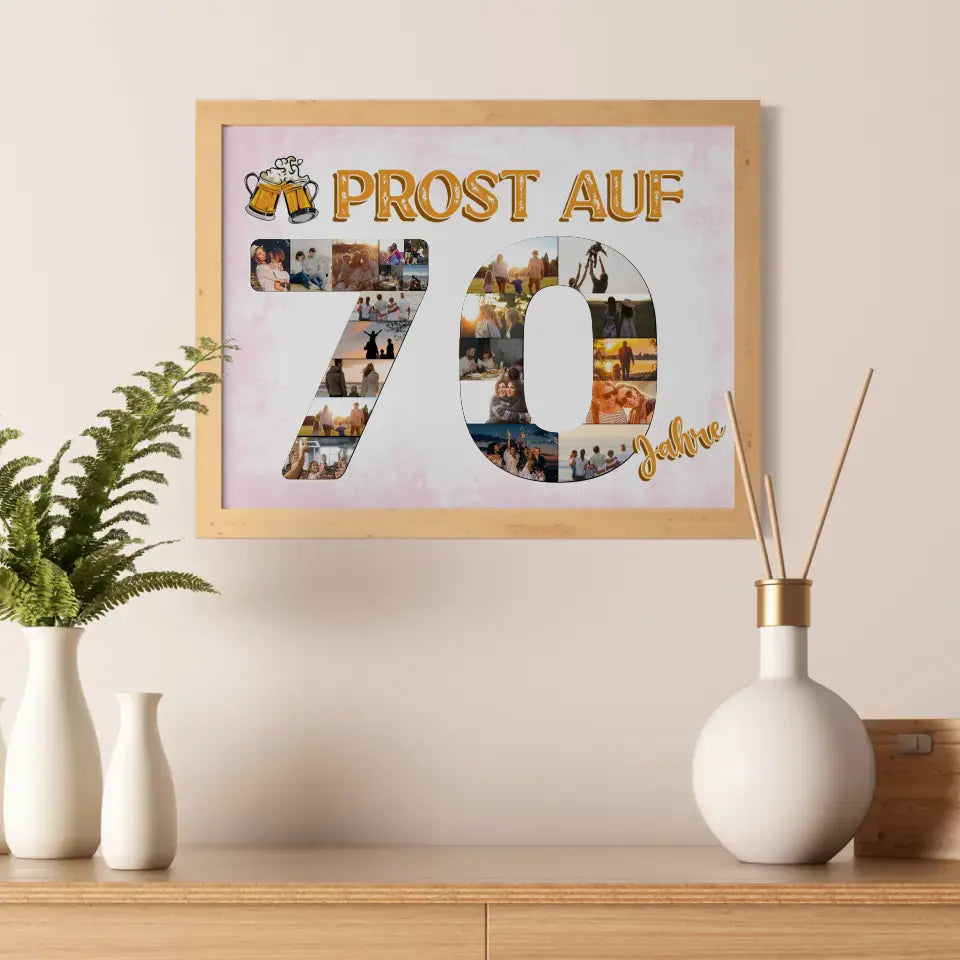 Geschenkposter individuell Prost Auf 70 Geburtstag Für Männer Bier