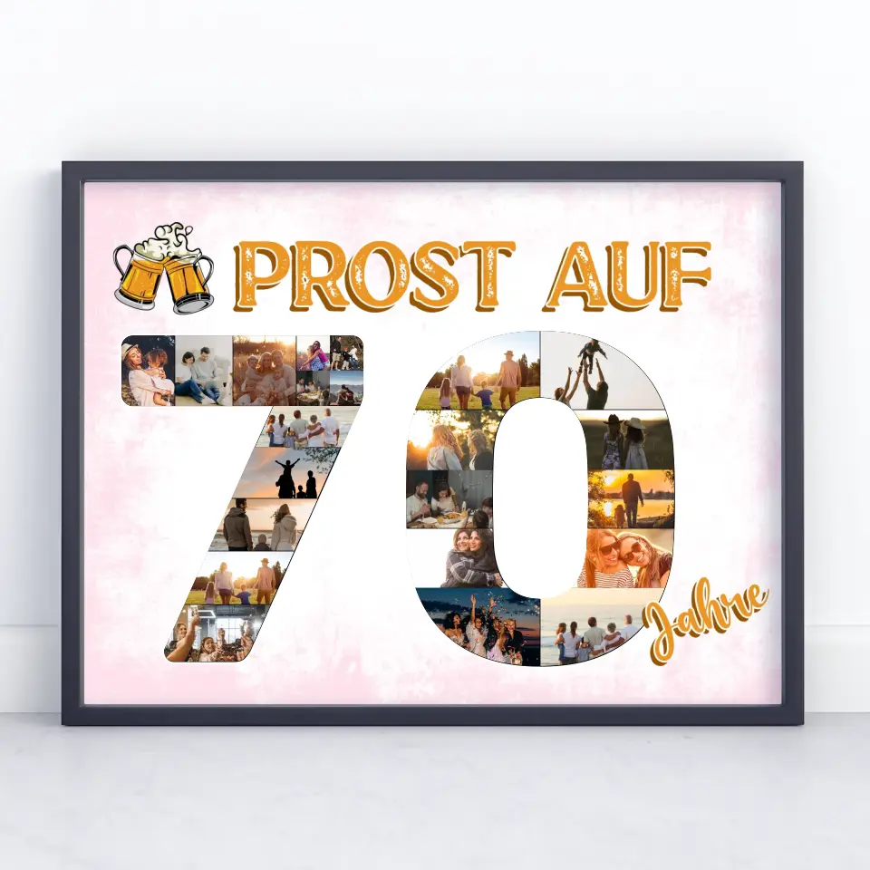 Geschenkposter individuell Prost Auf 70 Geburtstag Für Männer Bier