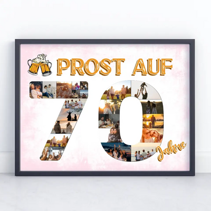 Geschenkposter individuell Prost Auf 70 Geburtstag Für Männer Bier