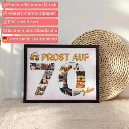 Geschenkposter individuell Prost Auf 70 Geburtstag Für Männer Bier