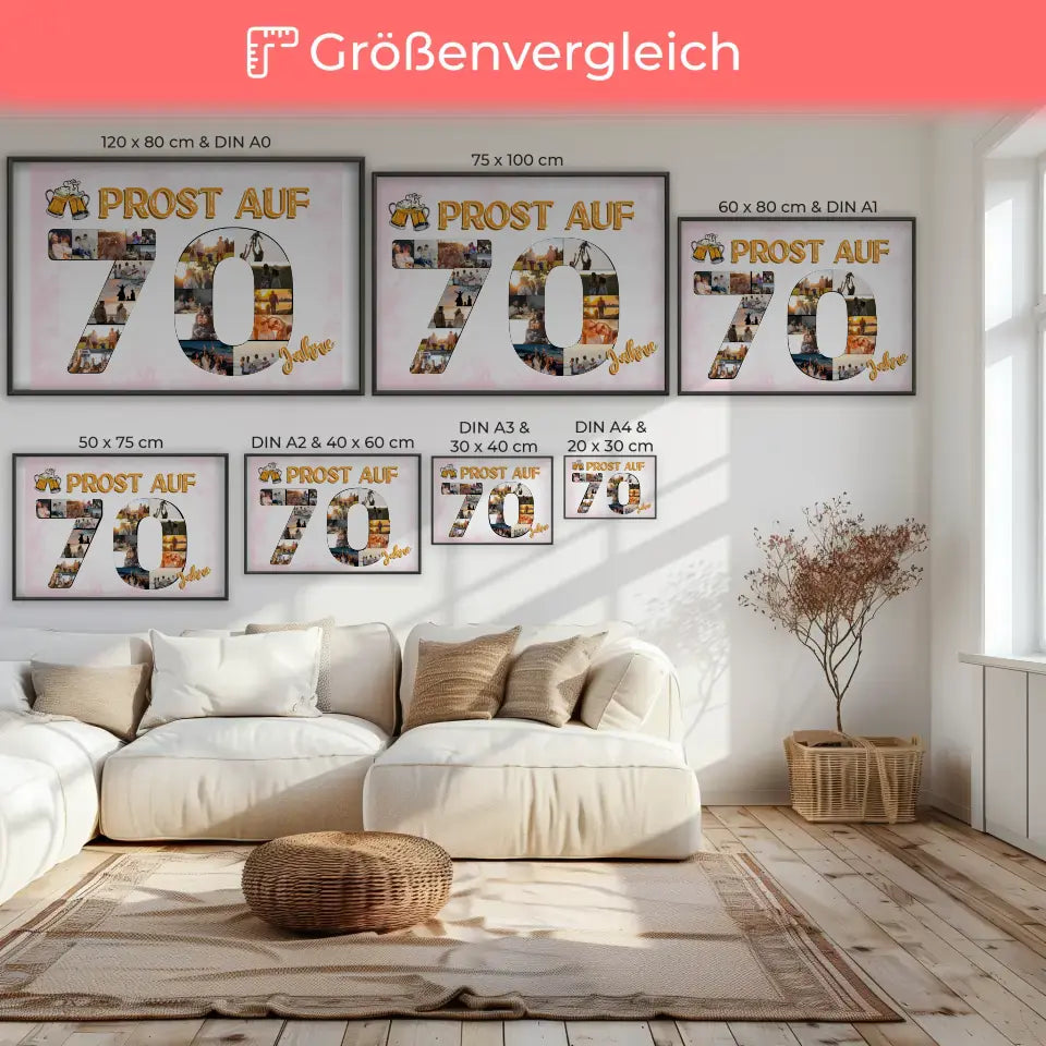 Geschenkposter individuell Prost Auf 70 Geburtstag Für Männer Bier