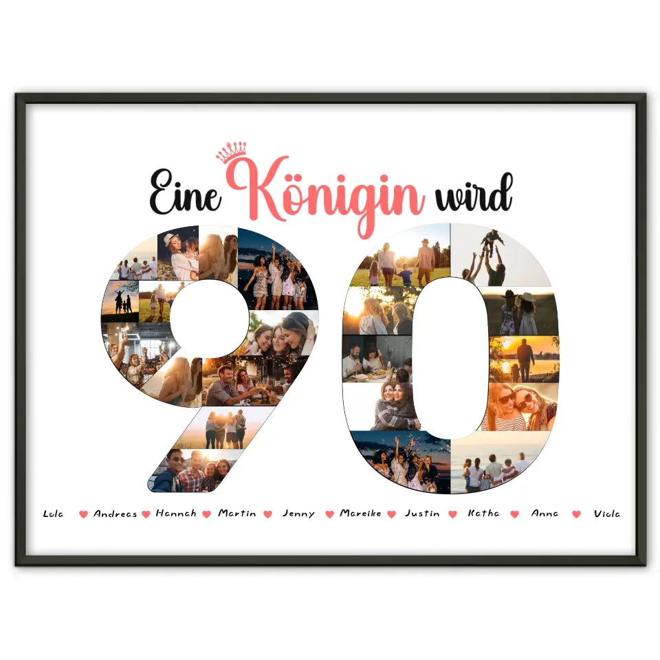 Poster Geschenk Königin wird 90 Geburtstag mit Fotos in Zahlen