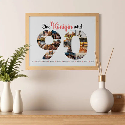 Poster Geschenk Königin wird 90 Geburtstag mit Fotos in Zahlen