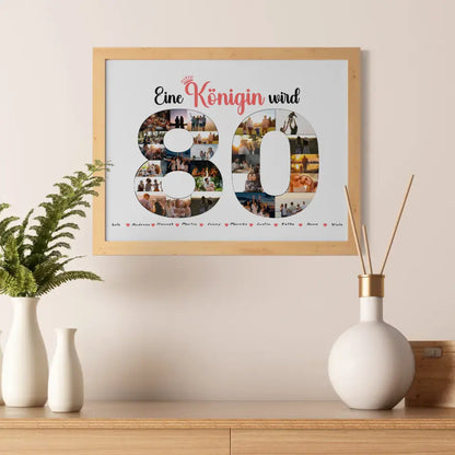 Poster Geschenk personalisiert Königin wird 80 Geburtstag mit Fotos in Zahlen