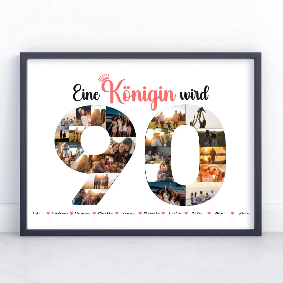 Poster Geschenk Königin wird 90 Geburtstag mit Fotos in Zahlen