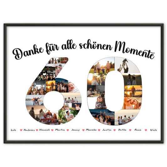 Poster personalisiert 60 Geburtstag Danke für Momente mit Fotos