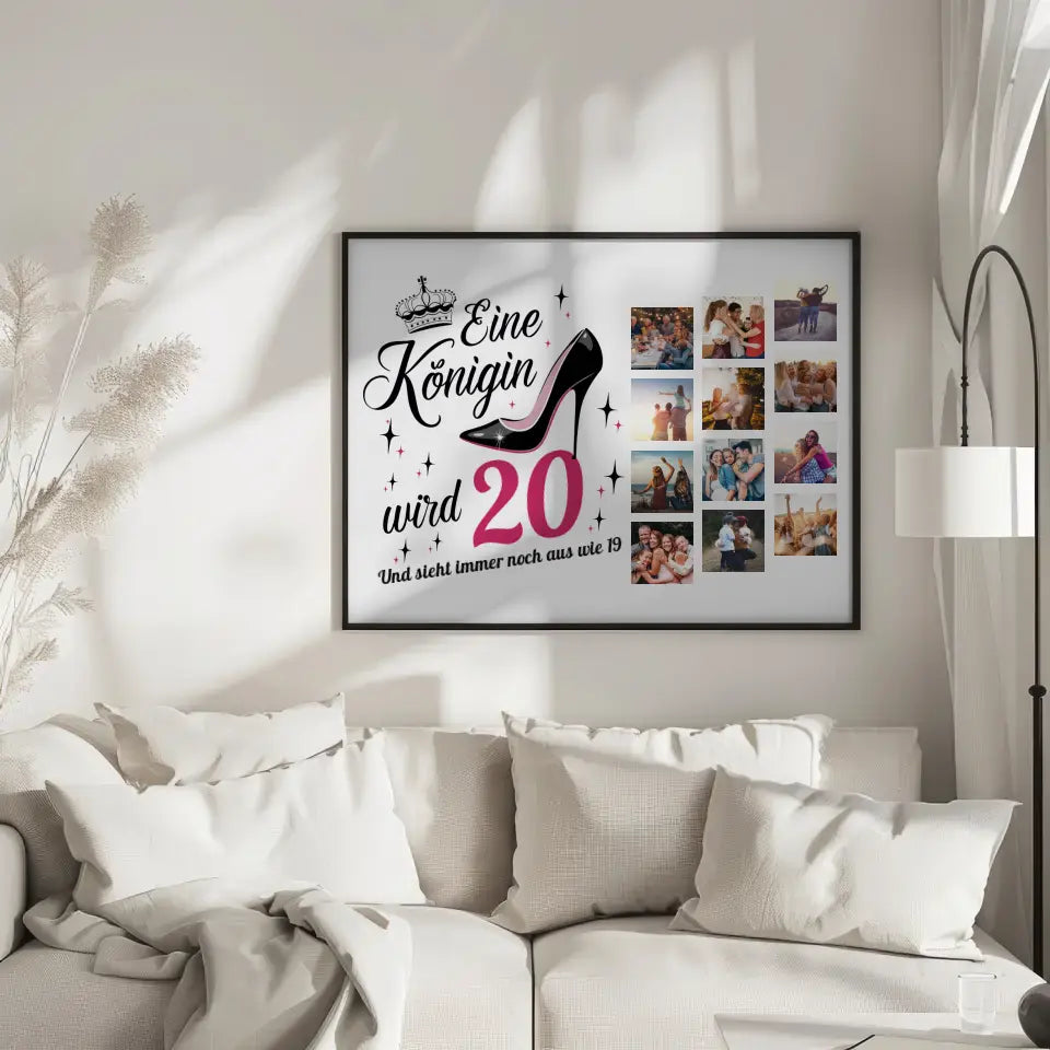 Poster Geschenk Eine Königin wird 20 Geburtstag mit 12 Fotos