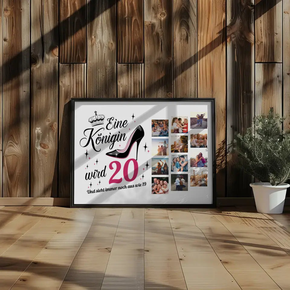 Poster Geschenk Eine Königin wird 20 Geburtstag mit 12 Fotos