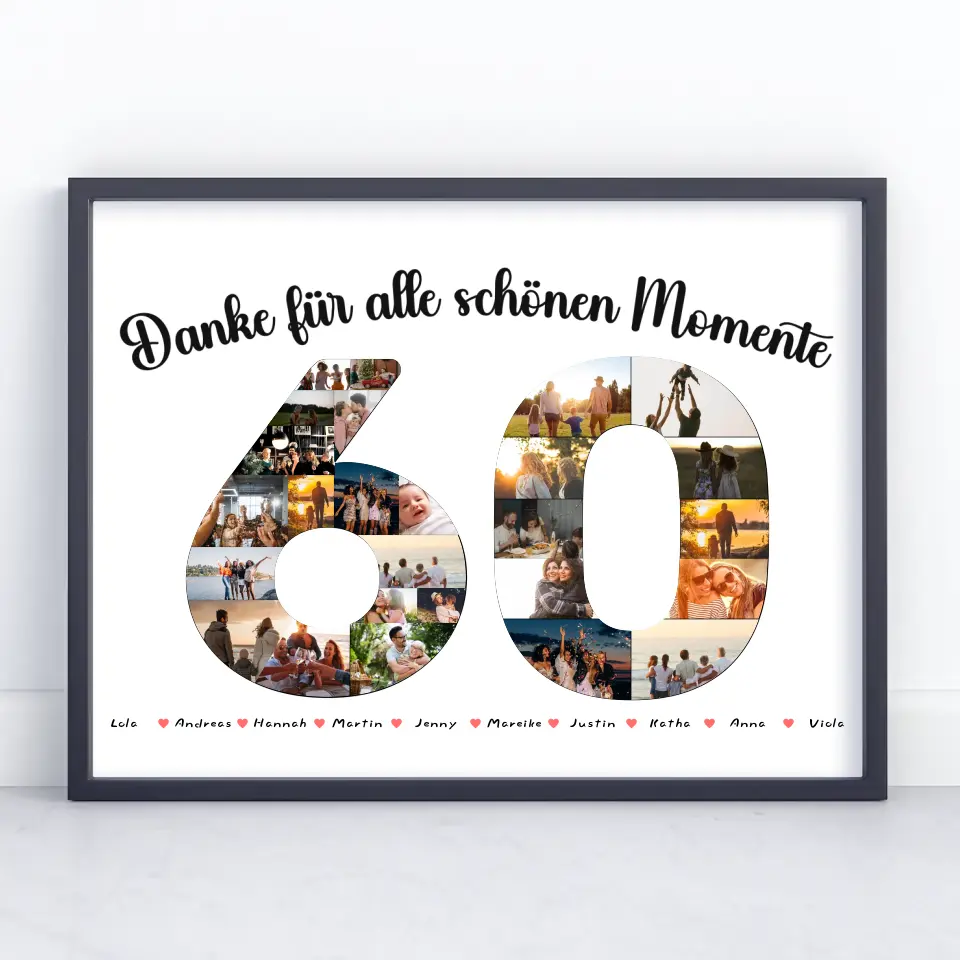 Poster personalisiert 60 Geburtstag Danke für Momente mit Fotos