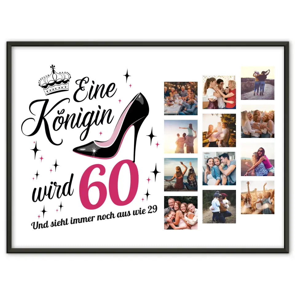 Poster Geschenk Eine Königin wird 60 Geburtstag mit 12 Fotos