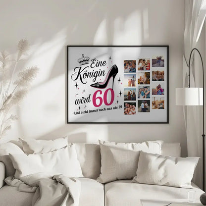 Poster Geschenk Eine Königin wird 60 Geburtstag mit 12 Fotos