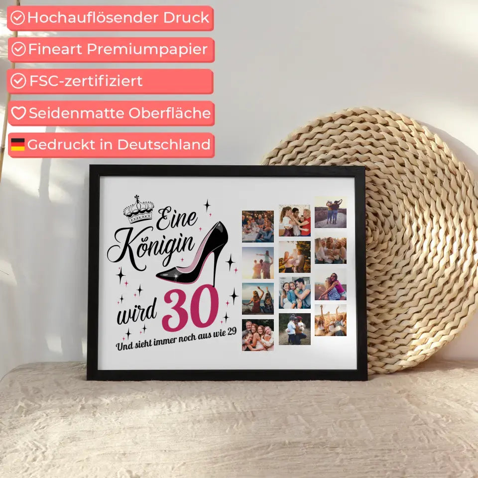 Eigenes Design Poster Eine Königin wird 30 Geburtstag mit 12 Fotos