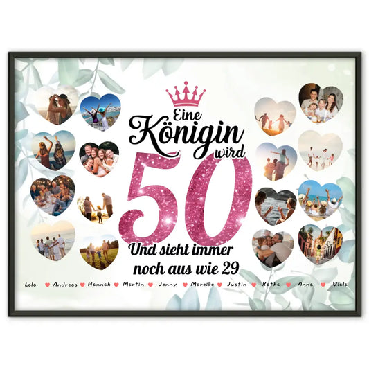 Poster Geschenk personalisiert Königin wird 50 Geburtstag mit Fotos