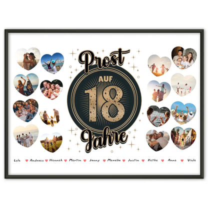 Poster Geschenk Prost auf 18 Geburtstag Vintage Retro Look