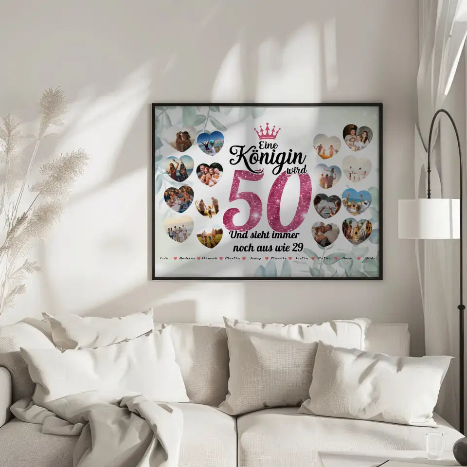 Poster Geschenk personalisiert Königin wird 50 Geburtstag mit Fotos