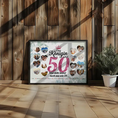 Poster Geschenk personalisiert Königin wird 50 Geburtstag mit Fotos