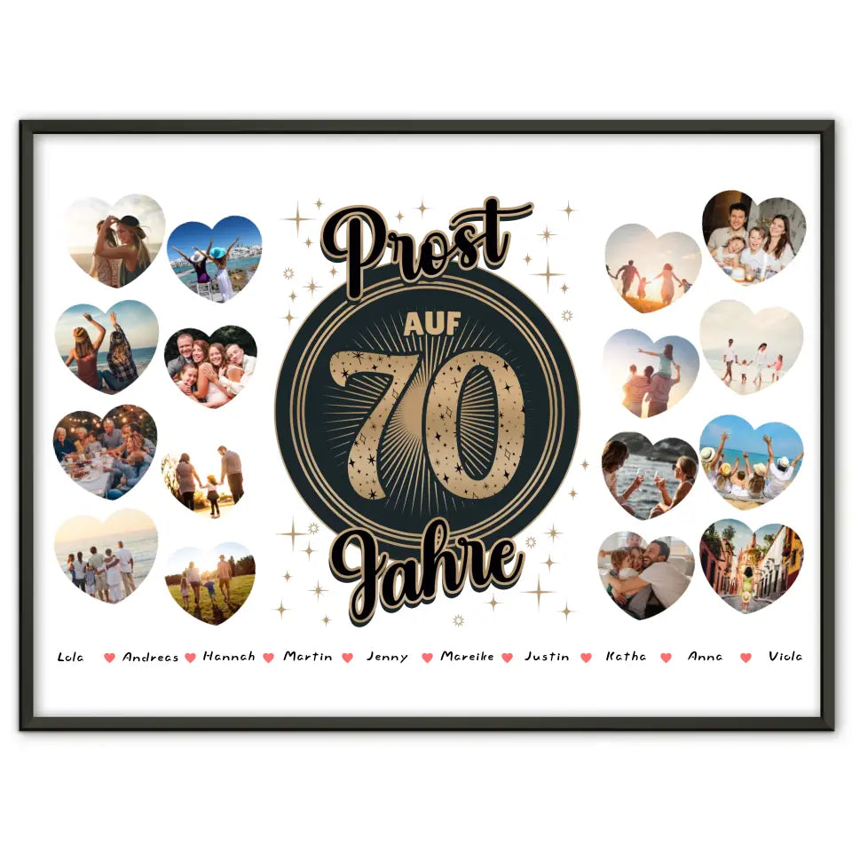 Poster Geschenk personalisiert Prost auf 70 Geburtstag Vintage