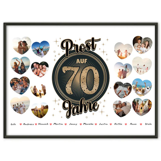 Poster Geschenk personalisiert Prost auf 70 Geburtstag Vintage