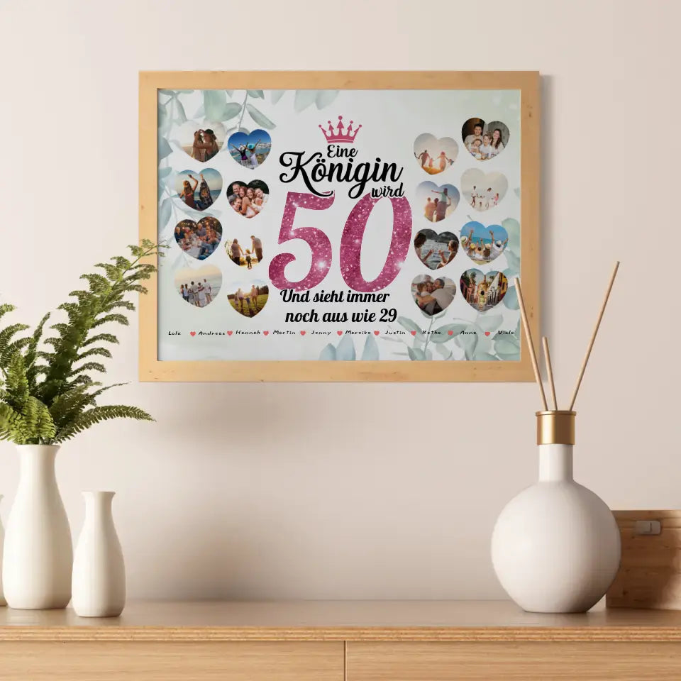 Poster Geschenk personalisiert Königin wird 50 Geburtstag mit Fotos