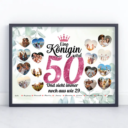 Poster Geschenk personalisiert Königin wird 50 Geburtstag mit Fotos