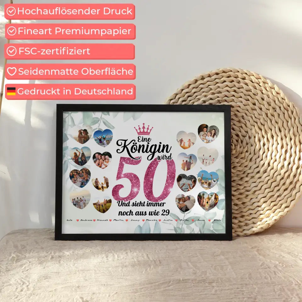 Poster Geschenk personalisiert Königin wird 50 Geburtstag mit Fotos